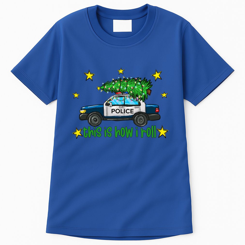 This Is How I Roll Funny Xmas Police Officer Christmas Tree Tall T-Shirt