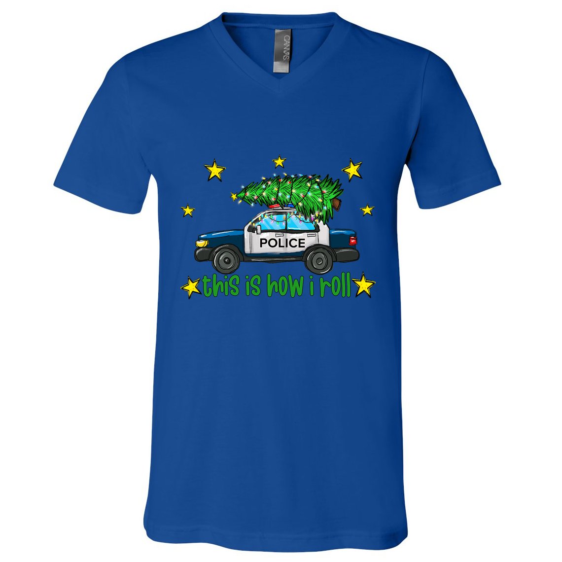 This Is How I Roll Funny Xmas Police Officer Christmas Tree V-Neck T-Shirt