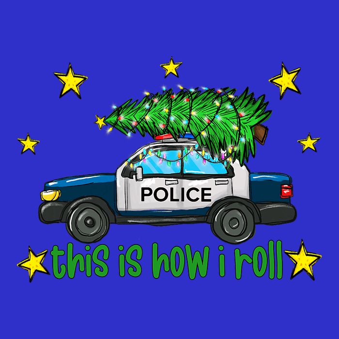 This Is How I Roll Funny Xmas Police Officer Christmas Tree V-Neck T-Shirt