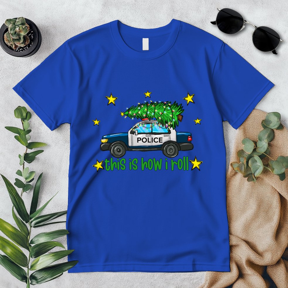 This Is How I Roll Funny Xmas Police Officer Christmas Tree Premium T-Shirt