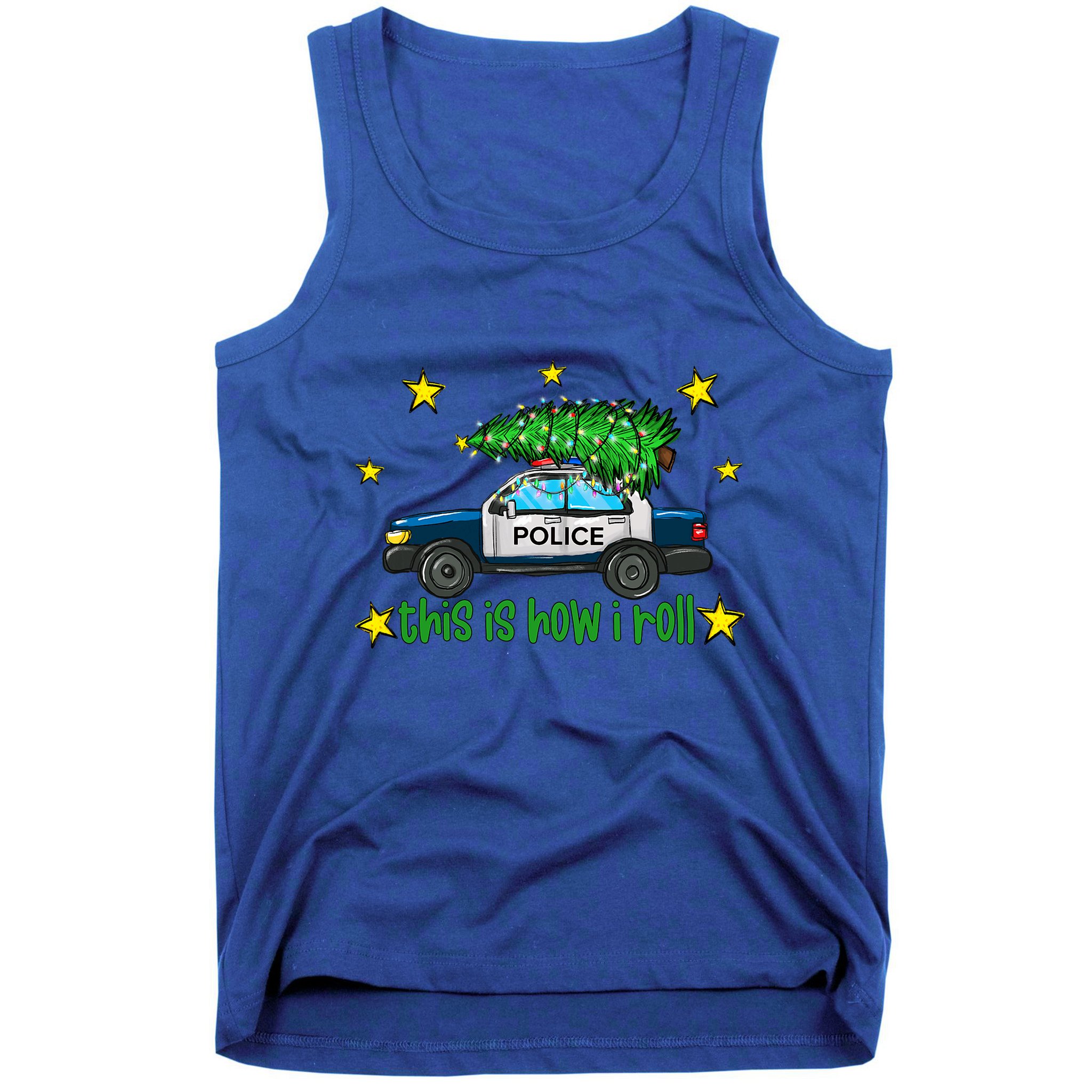 This Is How I Roll Funny Xmas Police Officer Christmas Tree Tank Top