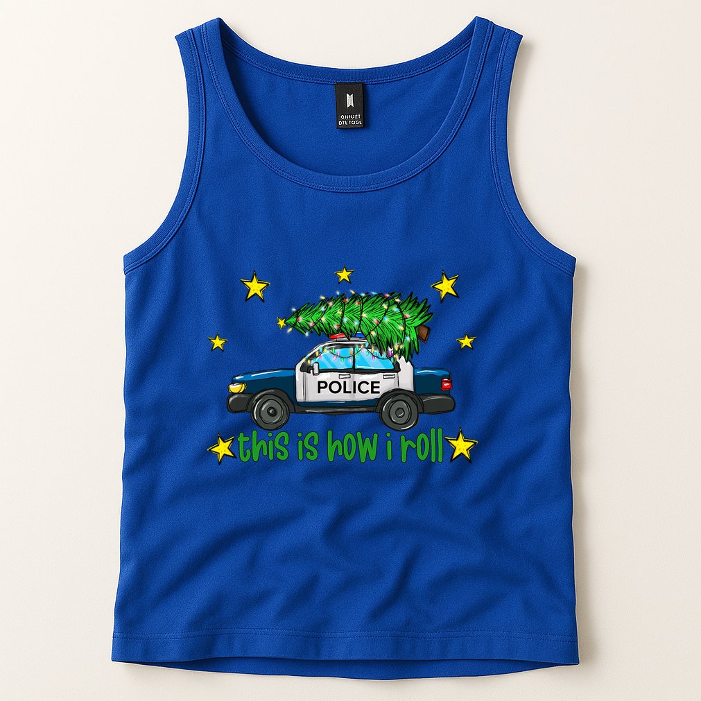 This Is How I Roll Funny Xmas Police Officer Christmas Tree Tank Top