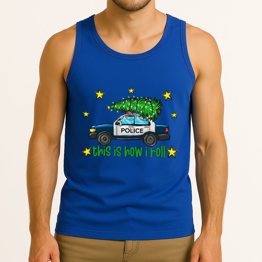 This Is How I Roll Funny Xmas Police Officer Christmas Tree Tank Top