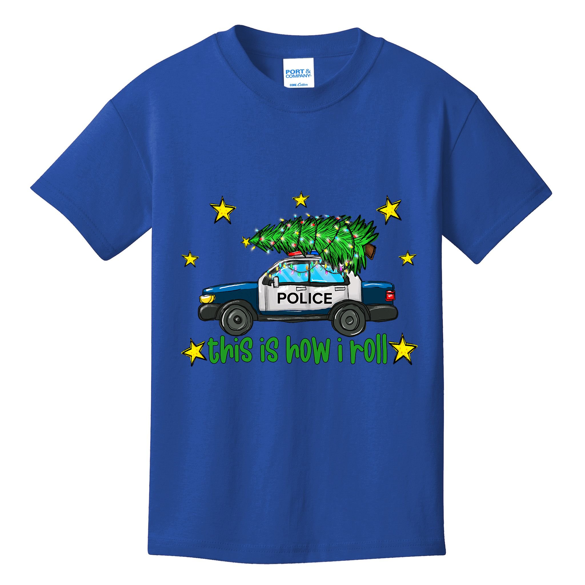 This Is How I Roll Funny Xmas Police Officer Christmas Tree Kids T-Shirt