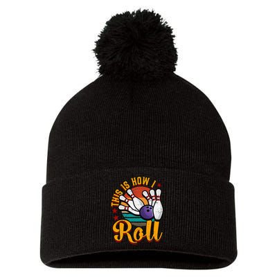 This Is How I Roll Bowling Pom Pom 12in Knit Beanie