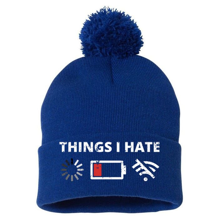 Things I Hate Programmer Outfit Gamer Fun Gift Funny Gift Pom Pom 12in Knit Beanie