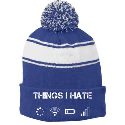 Things I Hate Great Gift Funny Programmer Computer Scientist Gamers Cute Gift Stripe Pom Pom Beanie