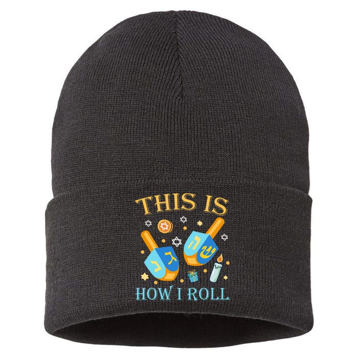 This Is How I Roll Hanukkah Dreidel Chanukah Jew Gift  Sustainable Knit Beanie