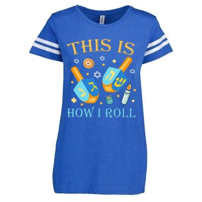 This Is How I Roll Hanukkah Dreidel Chanukah Jew Gift  Enza Ladies Jersey Football T-Shirt