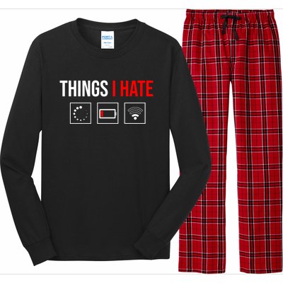 Things I Hate Programmer Outfit Gamer Fun Funny Gift Idea And Gaming Gift Long Sleeve Pajama Set