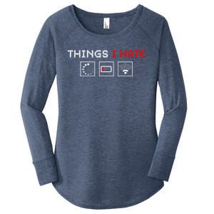 Things I Hate Programmer Outfit Gamer Fun Funny Gift Idea And Gaming Gift Women's Perfect Tri Tunic Long Sleeve Shirt