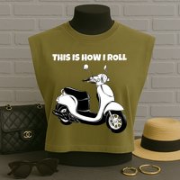 This Is How I Roll Scooter Garment-Dyed Women's Muscle Tee