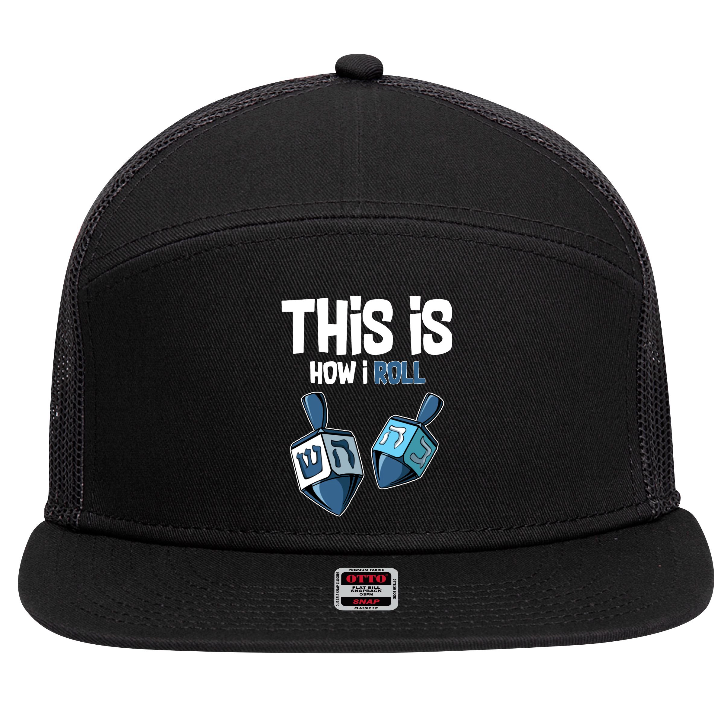 This Is How I Roll Draydel Trendl Hanukkah 7 Panel Mesh Trucker Snapback Hat