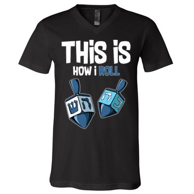 This Is How I Roll Draydel Trendl Hanukkah V-Neck T-Shirt