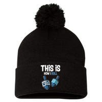 This Is How I Roll Draydel Trendl Hanukkah Pom Pom 12in Knit Beanie