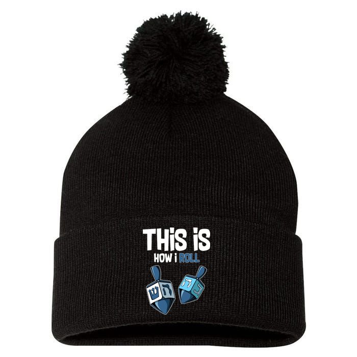 This Is How I Roll Draydel Trendl Hanukkah Pom Pom 12in Knit Beanie