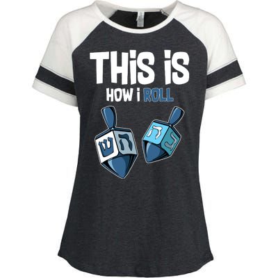 This Is How I Roll Draydel Trendl Hanukkah Enza Ladies Jersey Colorblock Tee