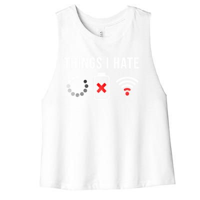 Things I Hate Funny Computer Nerd Gift Debugger Programmer Gift Women's Racerback Cropped Tank