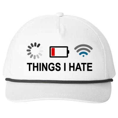 Things I Hate Funny Programmer Gamer Computer Nerd Streaming Funny Gift Snapback Five-Panel Rope Hat