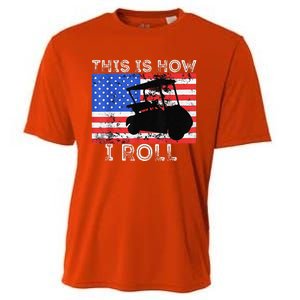 This Is How I Roll Golf Cart Driver American Flag Golfing Cooling Performance Crew T-Shirt