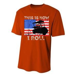 This Is How I Roll Golf Cart Driver American Flag Golfing Performance Sprint T-Shirt