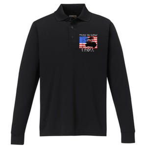 This Is How I Roll Golf Cart Driver American Flag Golfing Performance Long Sleeve Polo