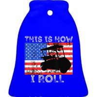 This Is How I Roll Golf Cart Driver American Flag Golfing Ceramic Bell Ornament