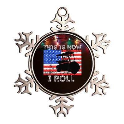 This Is How I Roll Golf Cart Driver American Flag Golfing Metallic Star Ornament