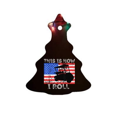 This Is How I Roll Golf Cart Driver American Flag Golfing Ceramic Tree Ornament