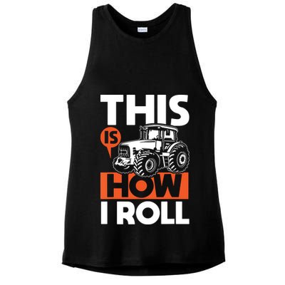 This Is How I Roll Tractor Funny Farming Farmer Ladies PosiCharge Tri-Blend Wicking Tank