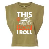 This Is How I Roll Tractor Funny Farming Farmer Garment-Dyed Women's Muscle Tee