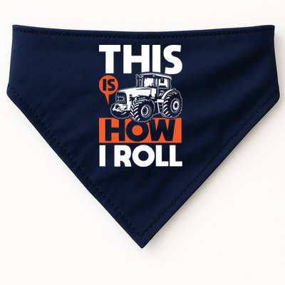 This Is How I Roll Tractor Funny Farming Farmer USA-Made Doggie Bandana
