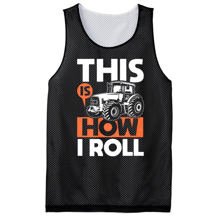 This Is How I Roll Tractor Funny Farming Farmer & Tractor Driver Mesh Reversible Basketball Jersey Tank