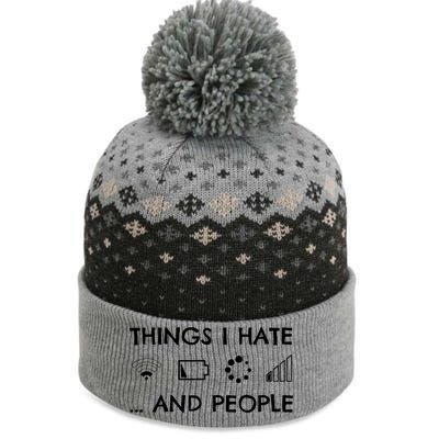 Things I Hate Funny Text Gift The Baniff Cuffed Pom Beanie