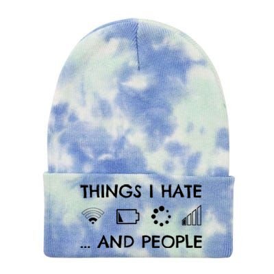 Things I Hate Funny Text Gift Tie Dye 12in Knit Beanie