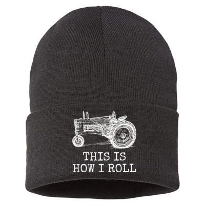 This Is How I Roll Tractor Funny Farming Farmer & Tractor Driver Sustainable Knit Beanie