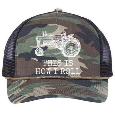 This Is How I Roll Tractor Funny Farming Farmer & Tractor Driver Retro Rope Trucker Hat Cap