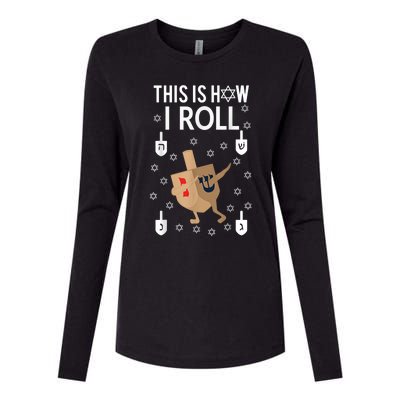 This Is How I Roll Hanukkah Shirt Dab Dreidel Chanukah Gift Womens Cotton Relaxed Long Sleeve T-Shirt