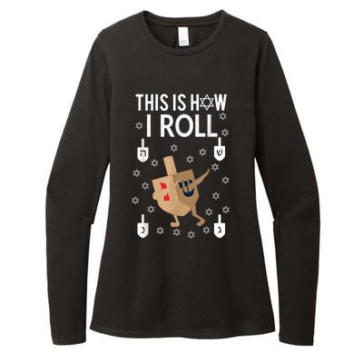 This Is How I Roll Hanukkah Shirt Dab Dreidel Chanukah Gift Womens CVC Long Sleeve Shirt