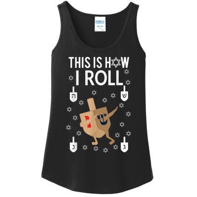 This Is How I Roll Hanukkah Shirt Dab Dreidel Chanukah Gift Ladies Essential Tank