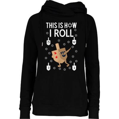 This Is How I Roll Hanukkah Shirt Dab Dreidel Chanukah Gift Womens Funnel Neck Pullover Hood