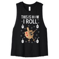 This Is How I Roll Hanukkah Shirt Dab Dreidel Chanukah Gift Women's Racerback Cropped Tank