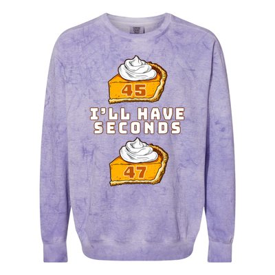 Trump ILl Have Seconds 45 47 Pumpkin Pie Thanksgiving Fun Colorblast Crewneck Sweatshirt