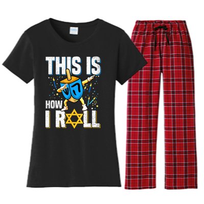 This Is How I Roll Hanukkah Dreidel Chanukah Jew Gift Women's Flannel Pajama Set