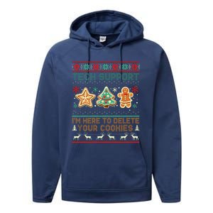 Techsupport I’M Here To Delete Your Cookies Christmas Performance Fleece Hoodie