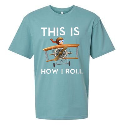 This Is How I Roll Pilot Airplane Aviation Dad Father Gift Sueded Cloud Jersey T-Shirt