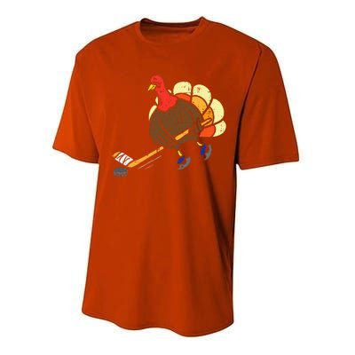 Turkey Ice Hockey Funny Thanksgiving Sport Performance Sprint T-Shirt