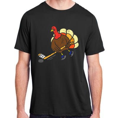 Turkey Ice Hockey Funny Thanksgiving Sport Adult ChromaSoft Performance T-Shirt