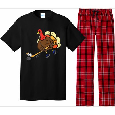 Turkey Ice Hockey Funny Thanksgiving Sport Pajama Set