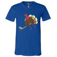 Turkey Ice Hockey Funny Thanksgiving Sport V-Neck T-Shirt